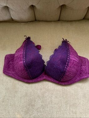 Plunging Lace Push-Up Bra in Purple Ombre